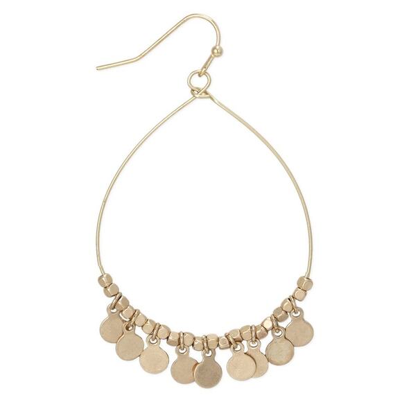 ZAD Jewelry - Gold Wire Round Disks Drop Earrings